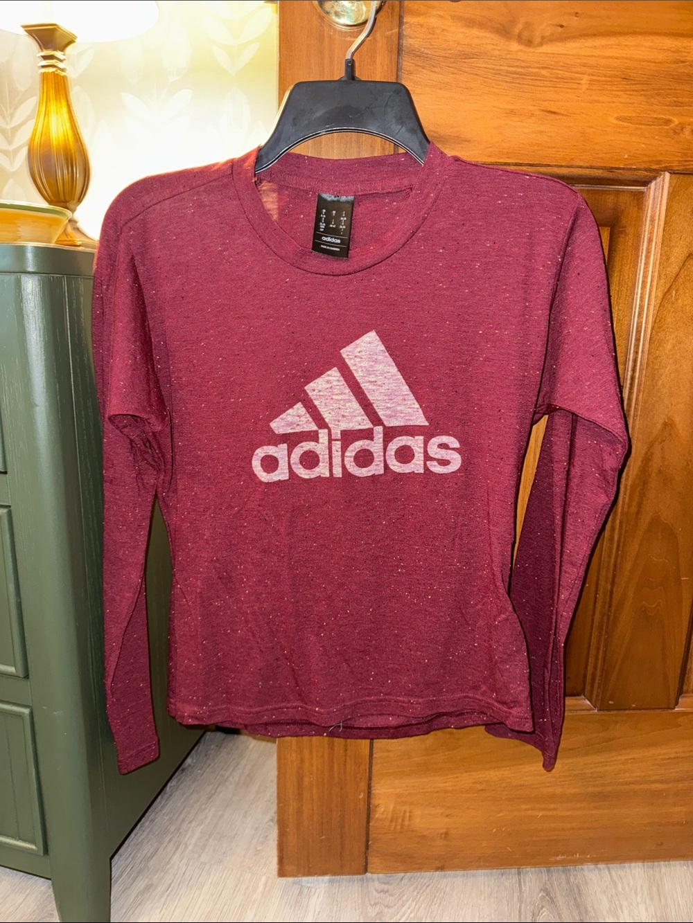 adidas Long Sleeve Logo Tee - Burgundy